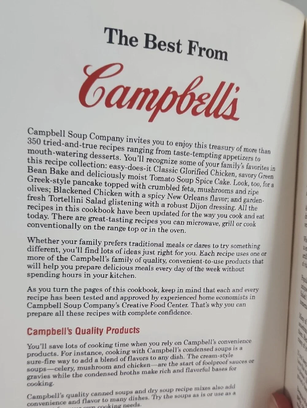 Campbell's Cookbook- Treasury Of Recipes (1991)